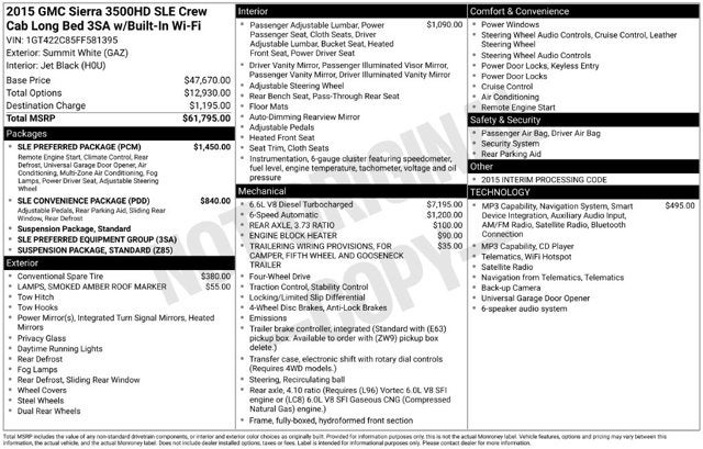 2015 GMC Sierra 3500HD available WiFi SLE