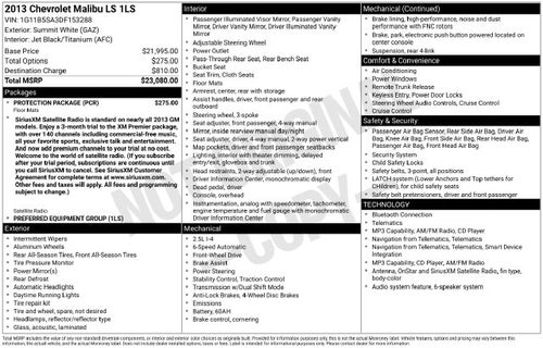 2013 Chevrolet Malibu LS 1LS