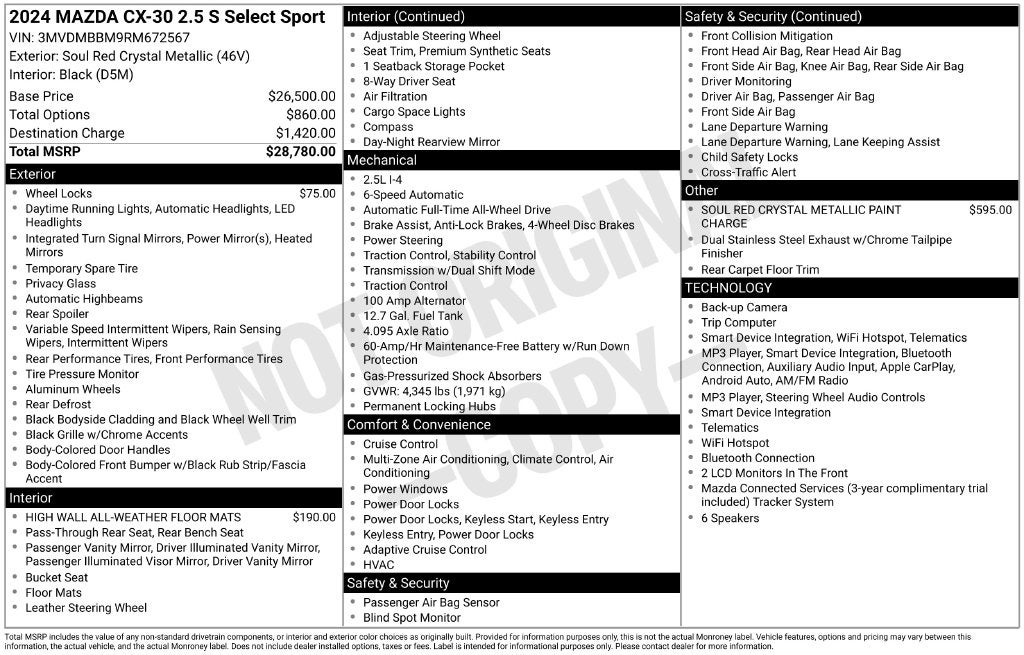 2024 Mazda Mazda CX-30 2.5 S Select Sport