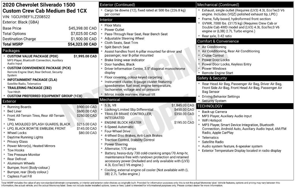 2020 Chevrolet Silverado 1500 Custom