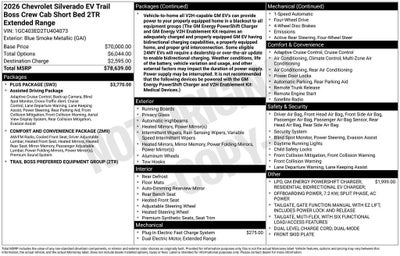 2026 Chevrolet Silverado EV Trail Boss - Extended Range
