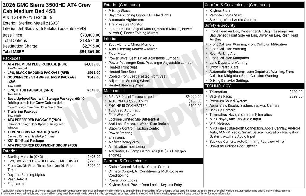 2026 GMC Sierra 3500 HD AT4