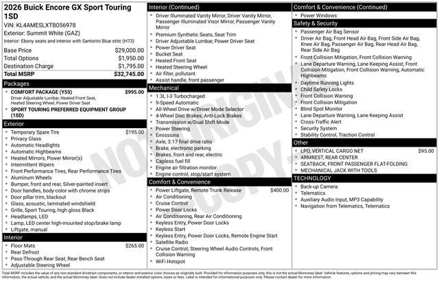 2026 Buick Encore GX Sport Touring