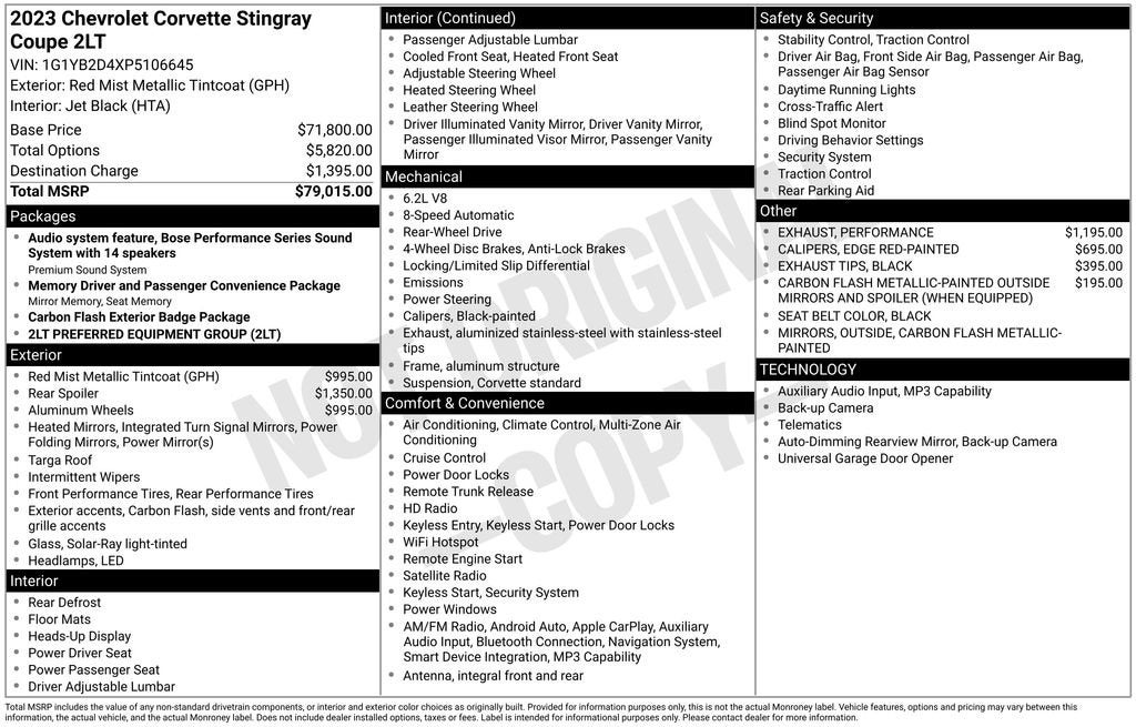 2023 Chevrolet Corvette Stingray 2LT