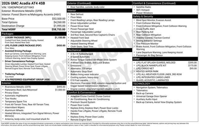 2026 GMC Acadia AT4