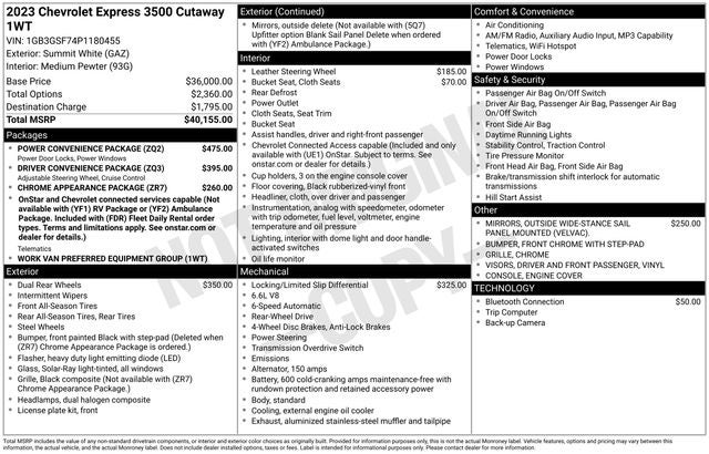 2023 Chevrolet Express 3500 Work Van Cutaway