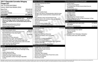 2017 Chevrolet Corvette Stingray 2LT