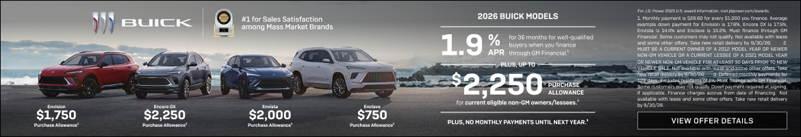 1.9% APR FOR 36 MONTHS 
FOR WELL-QUALIFIED BUYERS when you finance through GM Financial.1

Plus, ...