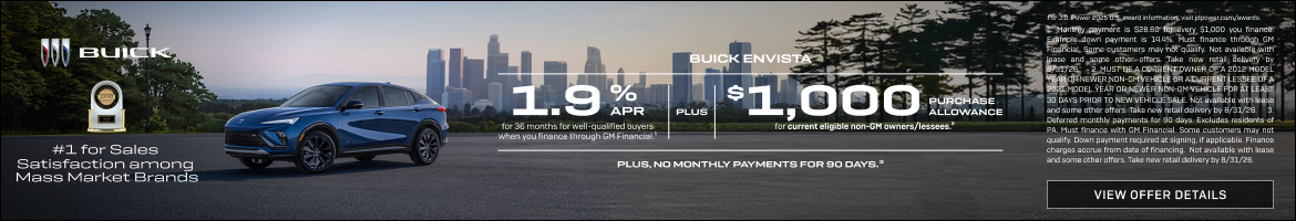 1.9% APR FOR 36 MONTHS 
FOR WELL-QUALIFIED BUYERS when you finance through GM Financial.1

Plus, ...